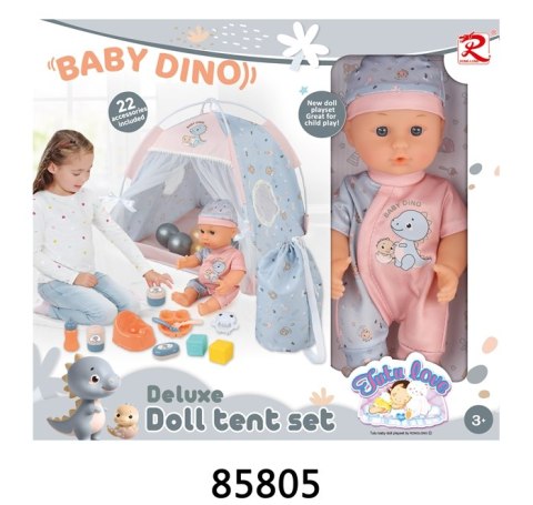 Zestaw DINUŚ z Namiotem i Lalką + Akcesoria