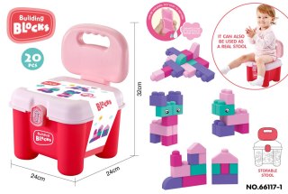 Zestaw Miękkich Klocków + Krzesełko Schowek Różowy