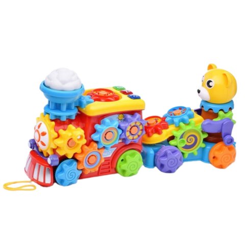 Muzyczny Pociąg Interaktywny Dla Malucha Miś Koła Zębate Kolorowy