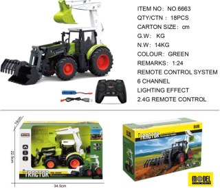 Traktor R/C 1:24 Zielony z Funkcją Koparki