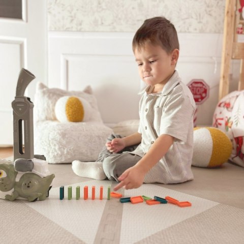 WOOPIE Elektryczna Ciuchcia Lokomotywa do Klocków Domino Dinozaur Zielony - ZESTAW 3 SZT.