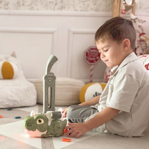 WOOPIE Elektryczna Ciuchcia Lokomotywa do Klocków Domino Dinozaur Zielony - ZESTAW 8 SZT.