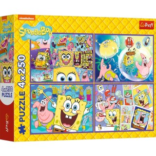 Puzzle - 4x250 - Szalony świat Sponge Boba Trefl 13342