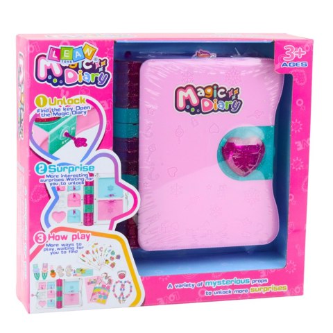 Sekretny Pamiętnik Na Kłódkę Notes Skrytka Kluczyk Akcesoria Różowy