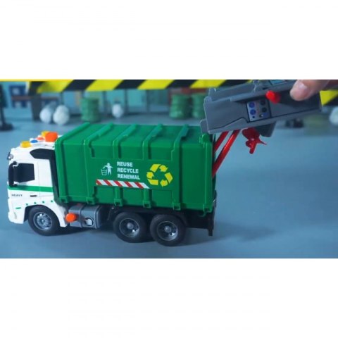 WOOPIE Interaktywna Śmieciarka Model Skala 1:16 Efekty Dźwiękowe i Świetlne