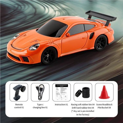 Autko R/C do Driftu 1:43 Pomarańczowe + Akcesoria