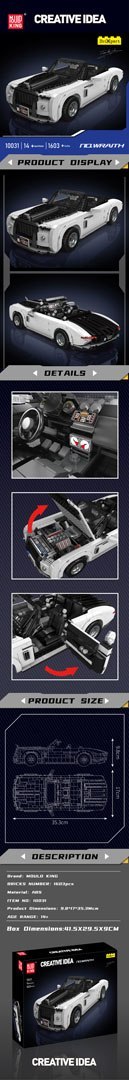 Zestaw Klocków Pojazd Biały Kabriolet 1603el.