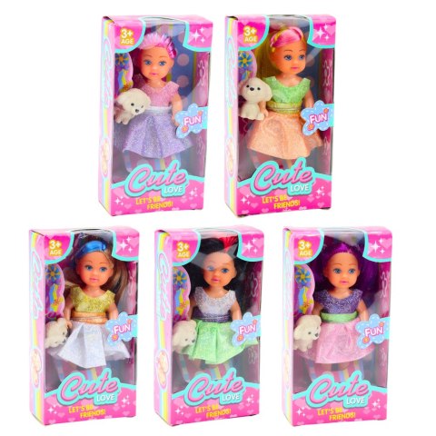 Zestaw Mini Laleczka W Sukience Piesek Lalka Pupil Mix 12cm