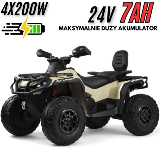 Duży Quad Can Am Outlander ATV 4x200W 24V7Ah Khaki