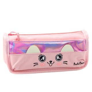 Piórnik Szkolny Z Kotem Dwie Kieszenie Różowy 21,5cm