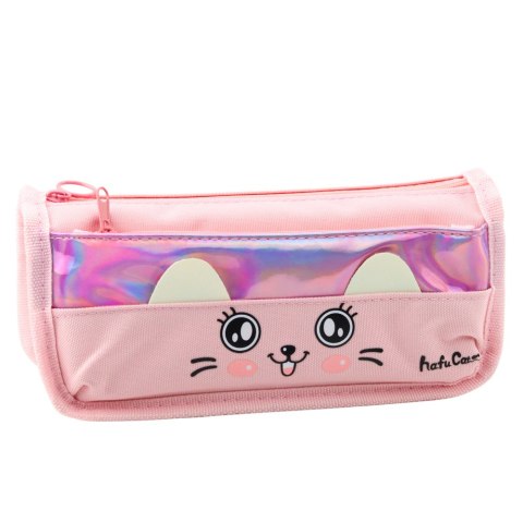 Piórnik Szkolny Z Kotem Dwie Kieszenie Różowy 21,5cm