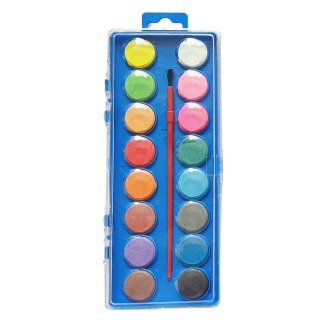 Zestaw Farbki Akwarelowe Szkolne 16 Kolorów Pędzelek