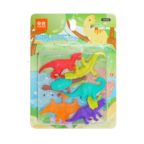 Zestaw Gumek Do Ścierania Zmazywania Szkolne Dinozaury 6szt