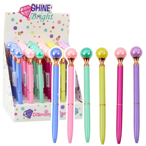 Długopis Z Dużą Perłą Obrotowy Mechanizm Niebieski Tusz 1.0mm Mix