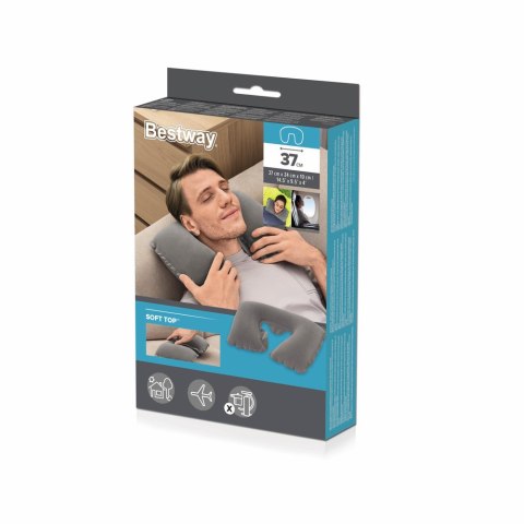 Dmuchana Poduszka Podróżna 46 x 28 cm Rogal Niebieska Bestway 67006