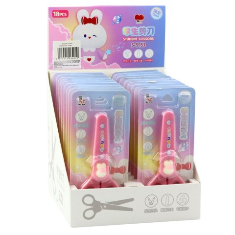 Nożyczki Szkolne Z Osłonką Ozdobny Biały Zajączek 14cm