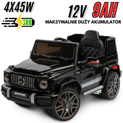 DUŻY MERCEDES G63 AMG, MIĘKKIE KOŁA EVA, MIĘKKIE SIEDZENIE FULL OPCJA/BBH0002 4x4 - POWIĘKSZONY AKUMULATOR 12V9Ah