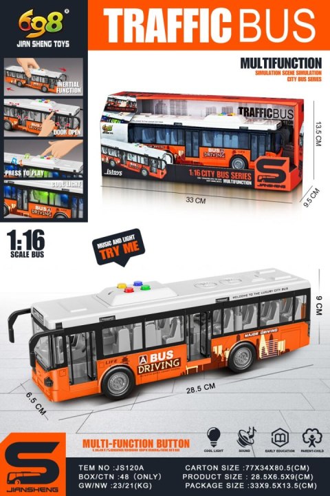 Autobus z Otwieranymi Drzwiami z Funkcją Świateł i Dźwięku