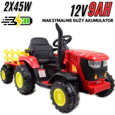 MEGA TRAKTOR NA AKUMULATOR Z PRZYCZEPĄ. MIĘKKIE SIEDZENIE, PILOT, /HL3388