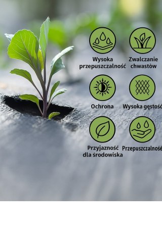 Agrotkanina czarna 1,1x100m UV 135g antychwastowa agrowłóknina + kotwy
