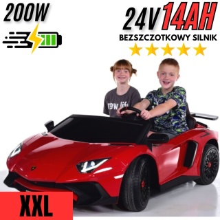 Auto na akumulator XXL Lamborghini Aventador SV STRONG 200W bezszczotkowy silnik 24V czerwony