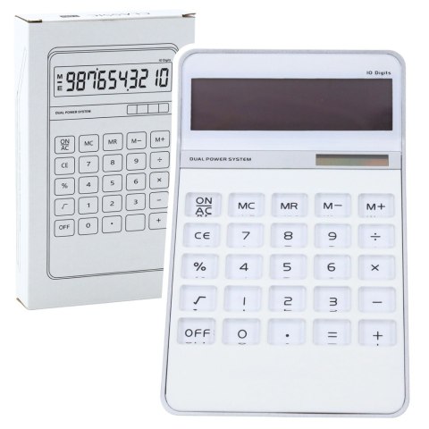 Kalkulator Biurowy Duży Wyświetlacz 10-Cyfrowy Elegancki Biały