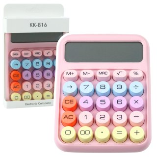 Kalkulator Szkolny Biurowy Na Baterie Wielofunkcyjny Różowy