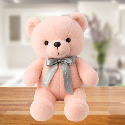Pluszowa Maskotka Przytulanka Miś Z Kokardą Happy Every Day Różowy 55cm