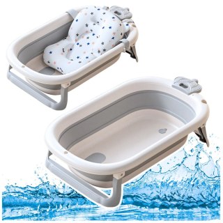 Wanienka Z Termometrem Dla Niemowląt Składana Materac W Gwiazdki Szara