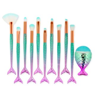 Zestaw Pędzelków Do Makijażu Syreni Ogon 11szt Tęczowe