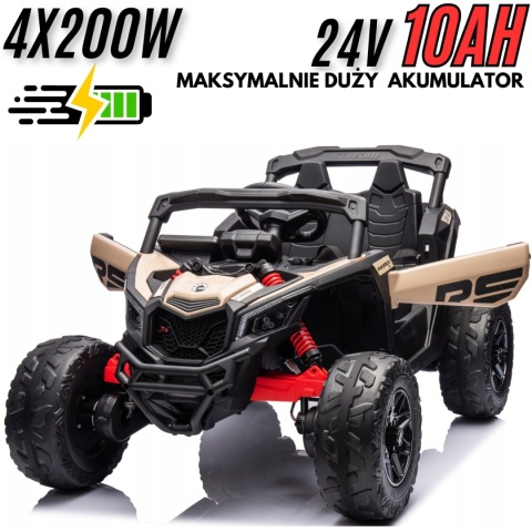 Auto Na Akumulator Buggy Can-am MAVERICK 4x200W 24V DK-CA003 Khaki - POWIĘKSZONY AKUMULATOR 24V10Ah