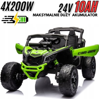 Auto Na Akumulator Buggy Can-am MAVERICK 4x200W 24V DK-CA003 Zielony + POWIĘKSZONY AKUMULATOR 24V7Ah