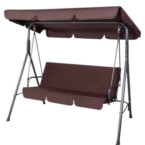 Huśtawka Trzyosobowa Ogrodowa Bujana Poduszki Materac Brązowa