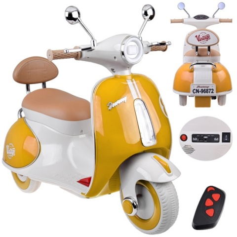 Klasyczny Skuter na akumulator elektryczny dla dziecka PA0330 żółty