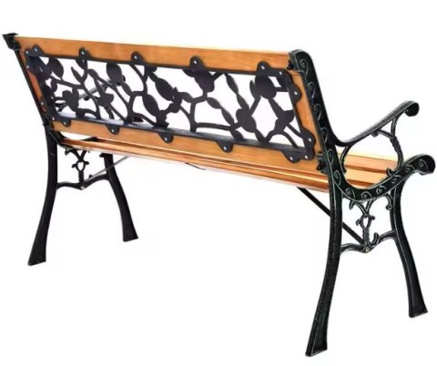 ŁAWKA OGRODOWA DREWNIANA METALOWA ŁAWECZKA PARKOWA CMENTARNA Z OPARCIEM