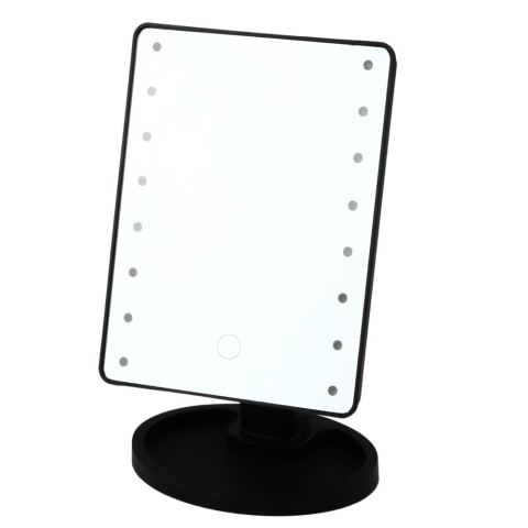 Lusterko Kosmetyczne 16 Diod LED Z Podstawką Regulacja Czarne