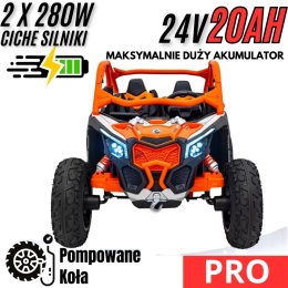 Buggy CAN-AM Maverick 3 PRO + Pompowane KOŁA auto na akumulator Pomaranczowy 2x280W 24V DK-CA001 + PILOT