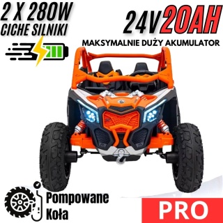 Buggy CAN-AM Maverick 3 PRO + Pompowane KOŁA auto na akumulator Pomaranczowy 2x320W 24V DK-CA001 + PILOT