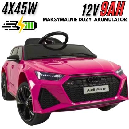 Pojazd na Akumulator Audi RS6 4x4 + POWIĘKSZONY AKUMULATOR 12V 9Ah BRD-2118 Różowy
