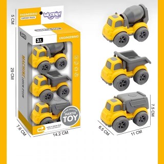 WOOPIE Zestaw 3w1 Pojazdy Budowlane Śmieciarka Betoniarka Wywrotka