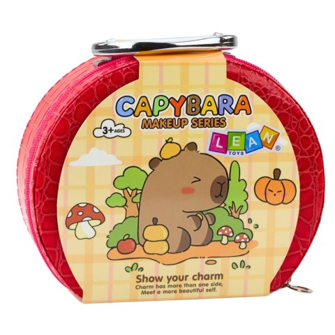 Zestaw Kosmetyczka Kapibara Cienie Lakiery Czerwona 15el.