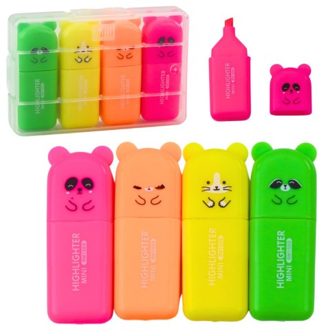 Zestaw Mini Zakreślacze Misie Kolorowe Plastikowe Etui 5szt