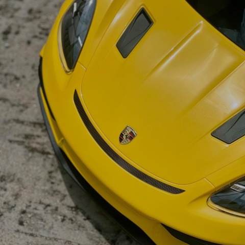 Autko na akumulator Porsche 718 Żółty + Dotykowy EKRAN MP4 Pilot MP3 światła pasy