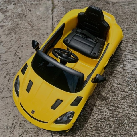 Autko na akumulator Porsche 718 Żółty + Dotykowy EKRAN MP4 Pilot MP3 światła pasy