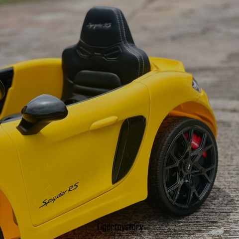 Autko na akumulator Porsche 718 Żółty + Dotykowy EKRAN MP4 Pilot MP3 światła pasy