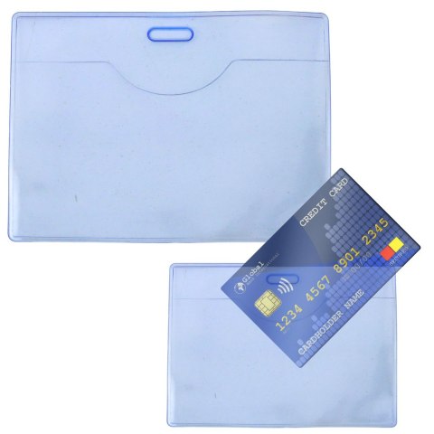 Etui Poziome Na Identyfikator Karty Elastyczne Przeźroczyste Niebieskie