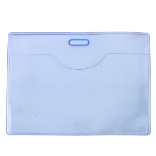 Etui Poziome Na Identyfikator Karty Elastyczne Przeźroczyste Niebieskie