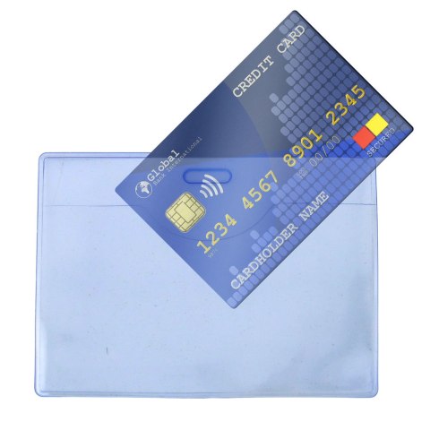 Etui Poziome Na Identyfikator Karty Elastyczne Przeźroczyste Niebieskie