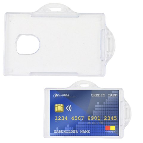 Etui Poziome Na Identyfikator Karty Twardy Plastik Przeźroczyste
