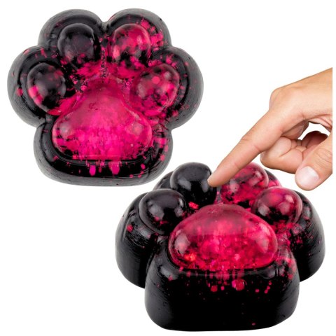 Gniotek Kocia Łapka Antystresowa Sensoryczna Squishy Czarna Różowy Brokat
